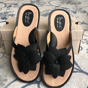 Brand new, black leather B.O.C sandals Size 10